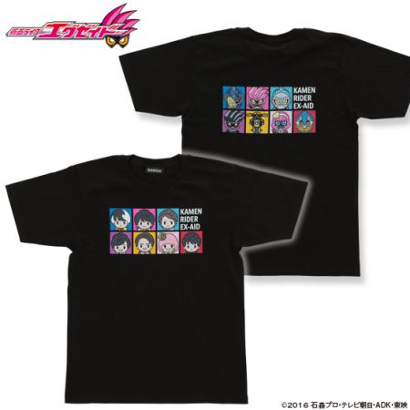 仮面ライダーエグゼイド　デフォルメ柄Tシャツ（黒）