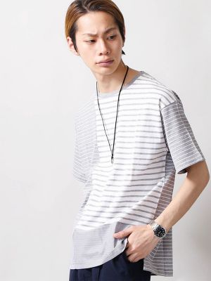 WEGO/ミックスパネルボーダーTシャツ