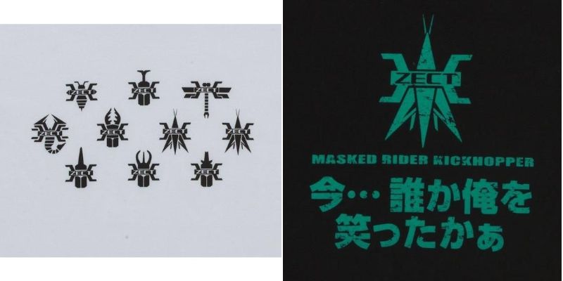 『仮面ライダーカブト』Tシャツ計5点が再販！ライダーマークやZECT、キックホッパー＆パンチホッパーのセリフ柄やビジュアル柄！