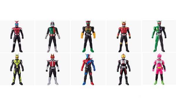 「仮面ライダーソフビシリーズ」計10点が11/12発売 予約開始！全高約14㎝ 税込660円！新1号・クウガ・555・カブト・電王・W・オーズ・エグゼイド・ビルド・ゼロワン