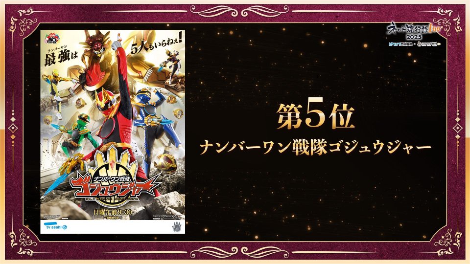 2025年「ネット流行語100」の全順位が発表！『ナンバーワン戦隊ゴジュウジャー』が5位！